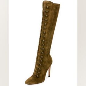 Giamvitto Rossi Knee High Olive Green Suede Boots Size 36 1/2 Very Gently Used